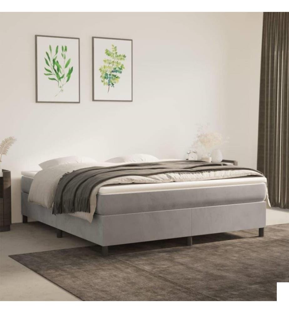 Sommier à ressorts de lit Gris clair 180x200 cm Velours