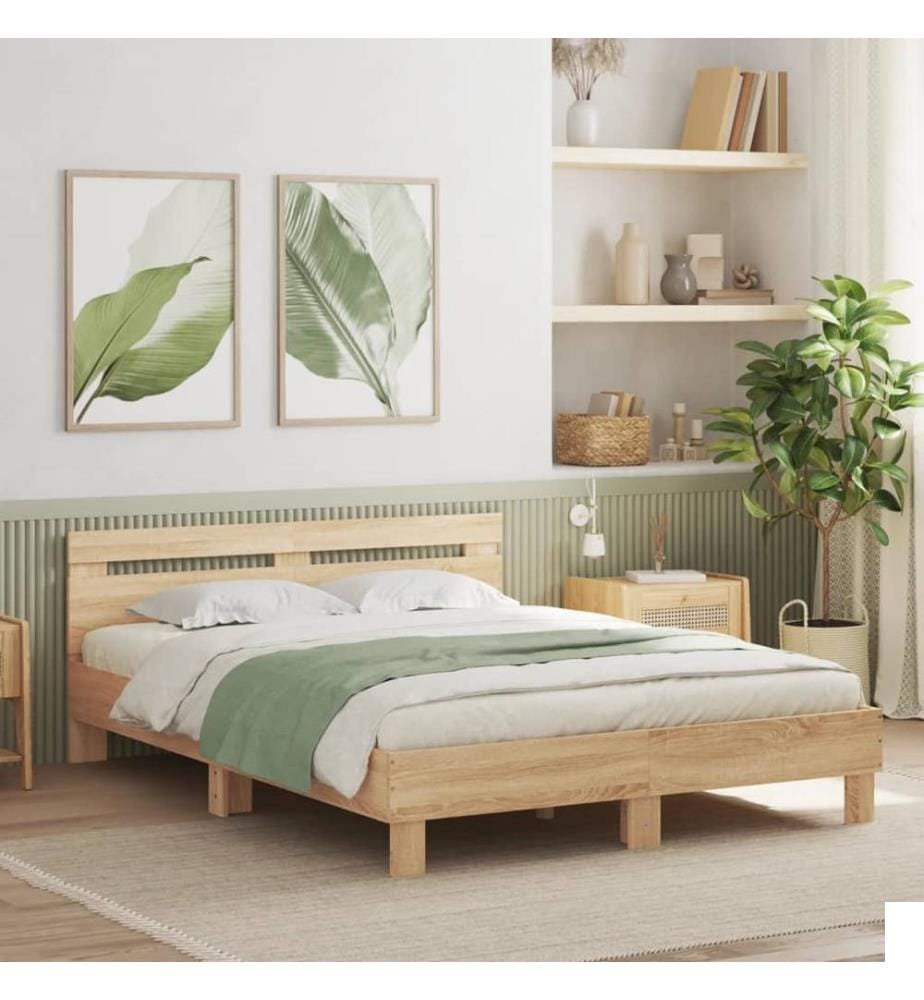 Cadre de lit sans matelas chêne sonoma 140x200 cm