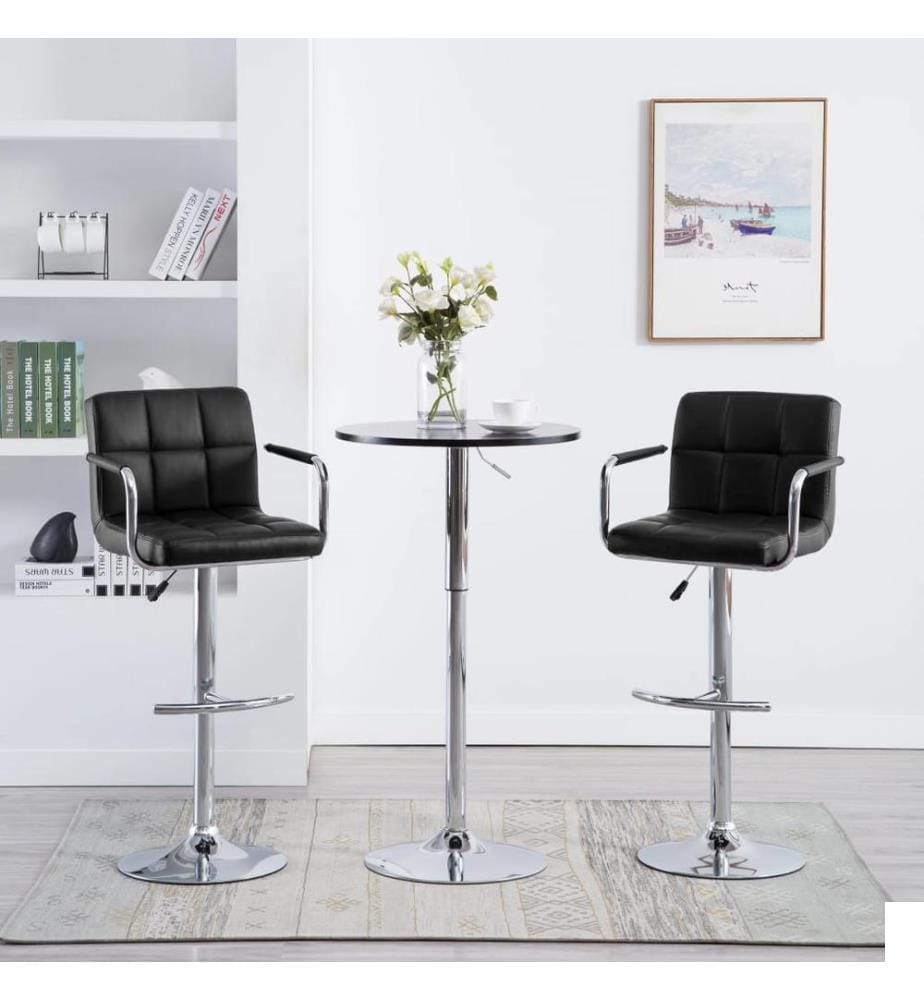 Tabourets de bar lot de 2 noir similicuir