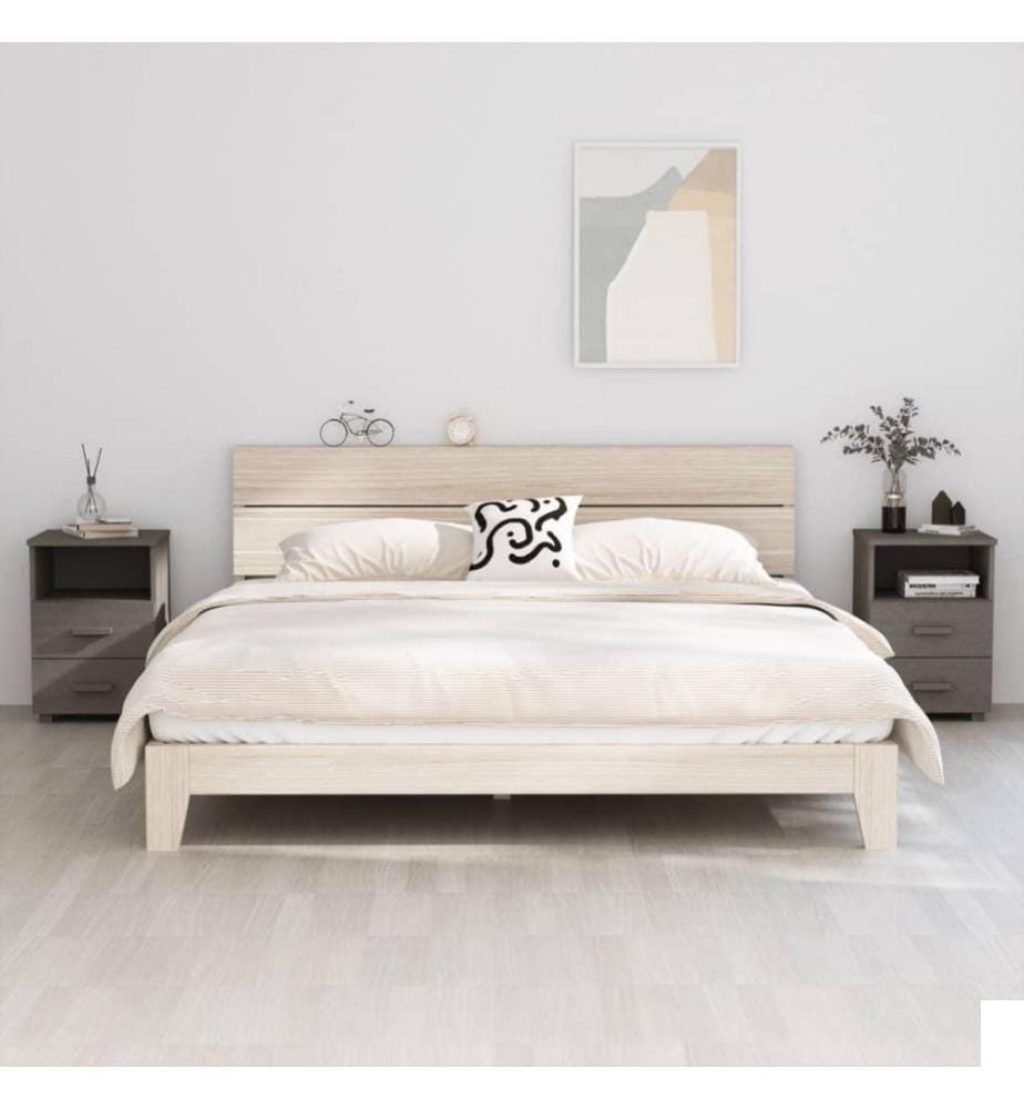 Tables de chevet HAMAR 2 pcs Gris clair 40x35x62 cm Bois massif