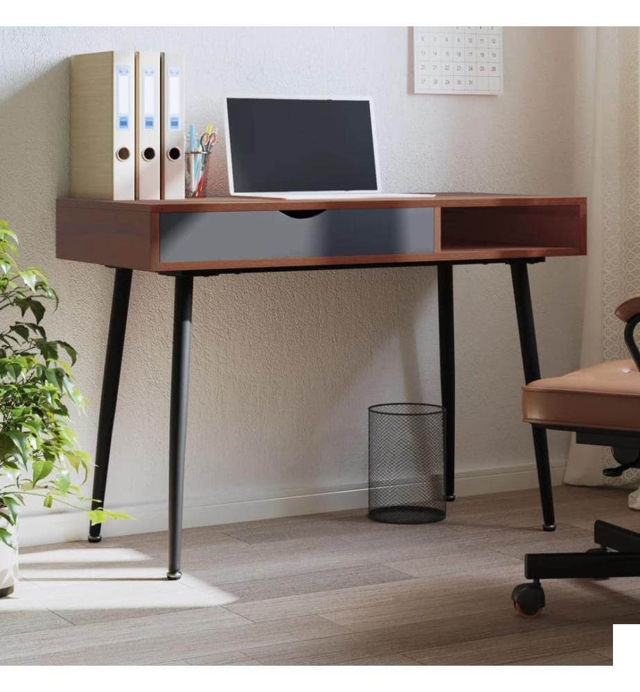 Bureau d'ordinateur avec tiroir marron 110x50x75 cm