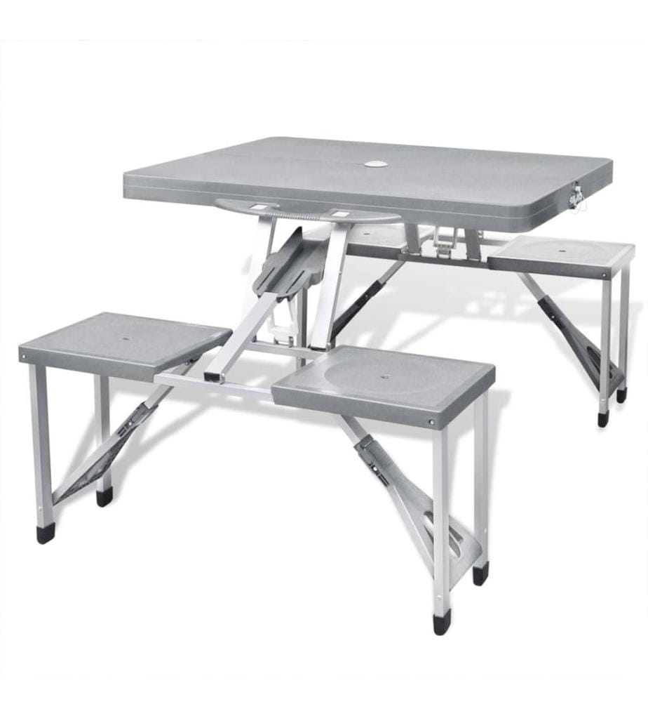 Ensemble de table pliable de camping avec 4 tabourets aluminium