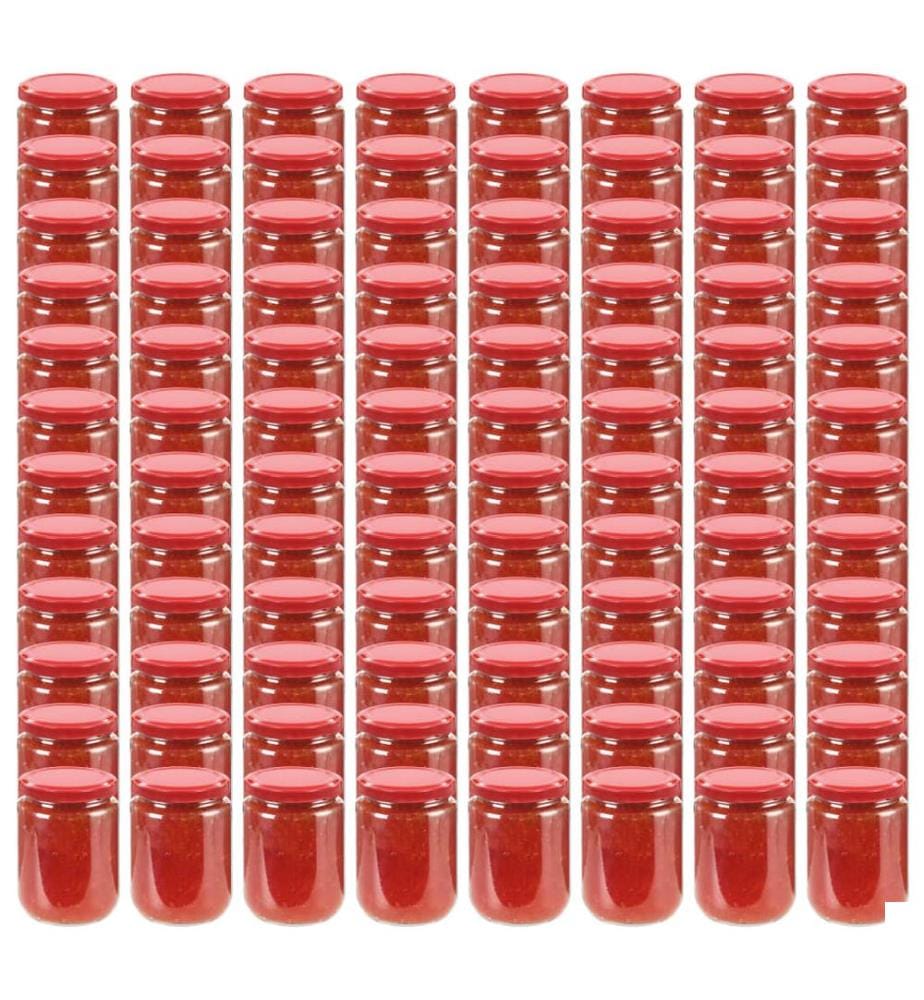 Pots à confiture avec couvercle rouge 96 pcs Verre 230 ml
