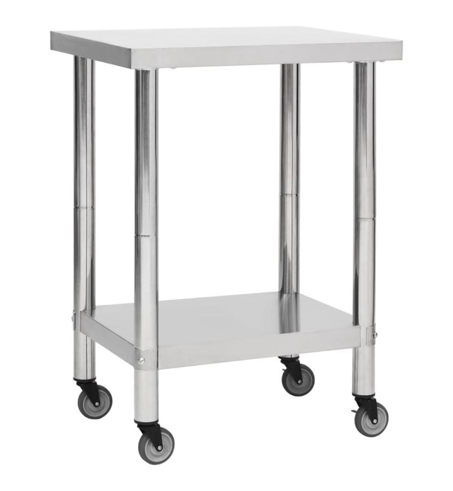 Table de travail de cuisine avec roues 60x45x85 cm Inox