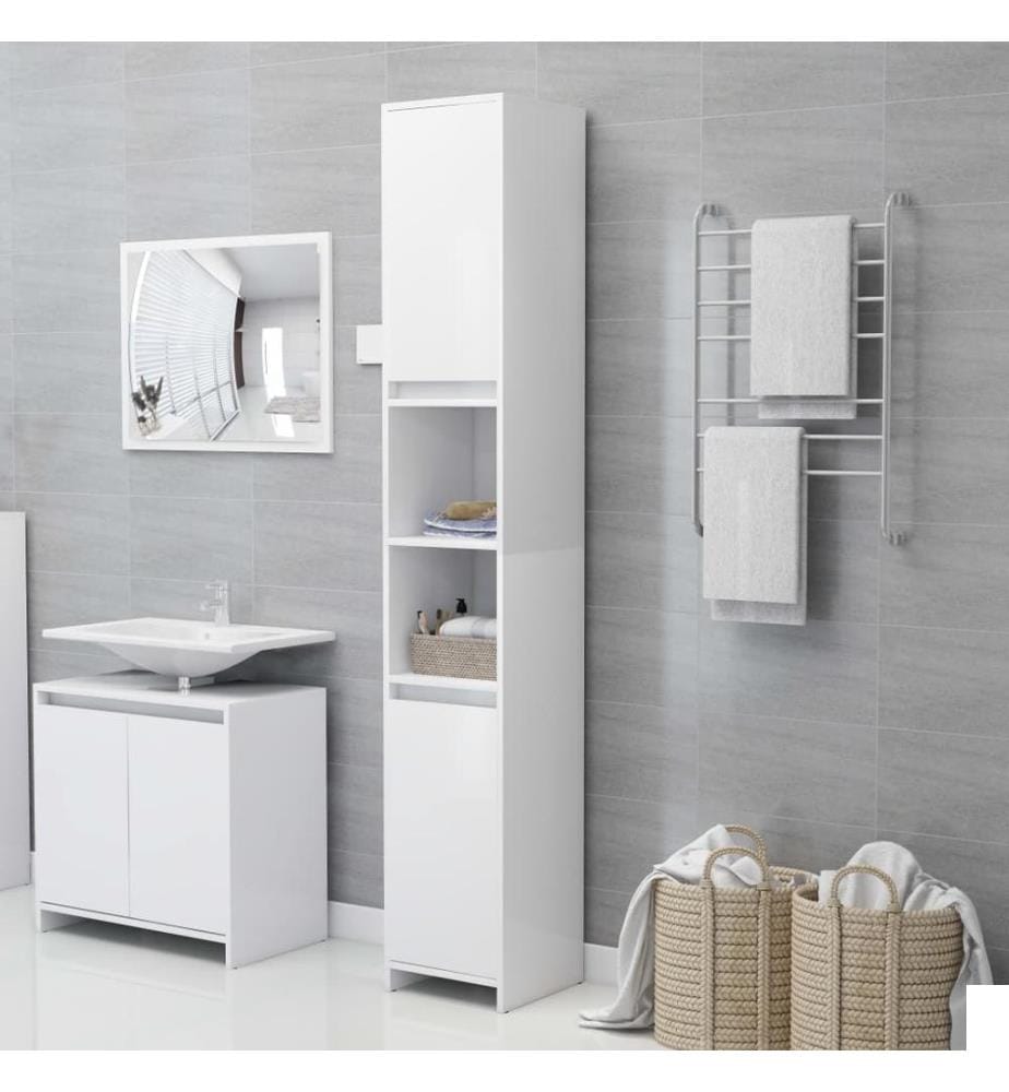 Armoire de salle de bain Blanc 30x30x183,5 cm Bois d'ingénierie