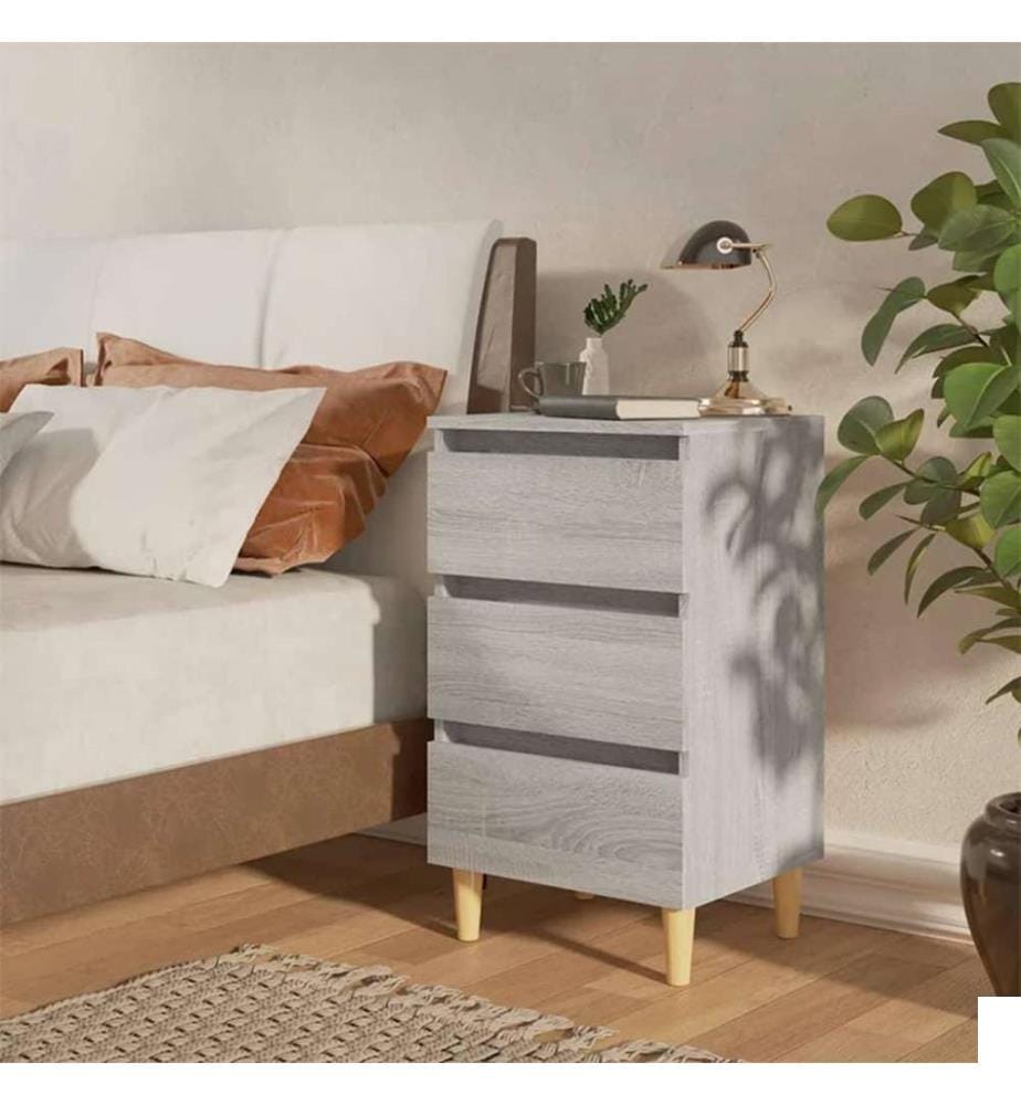 Table de chevet avec pieds en bois Sonoma gris 40x35x69 cm