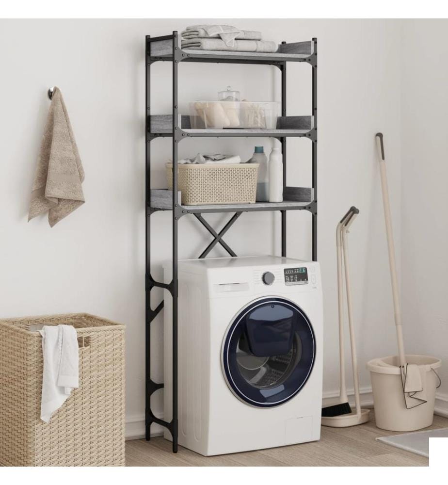 Étagère de lave-linge sonoma gris 67x25x163 cm bois ingénierie