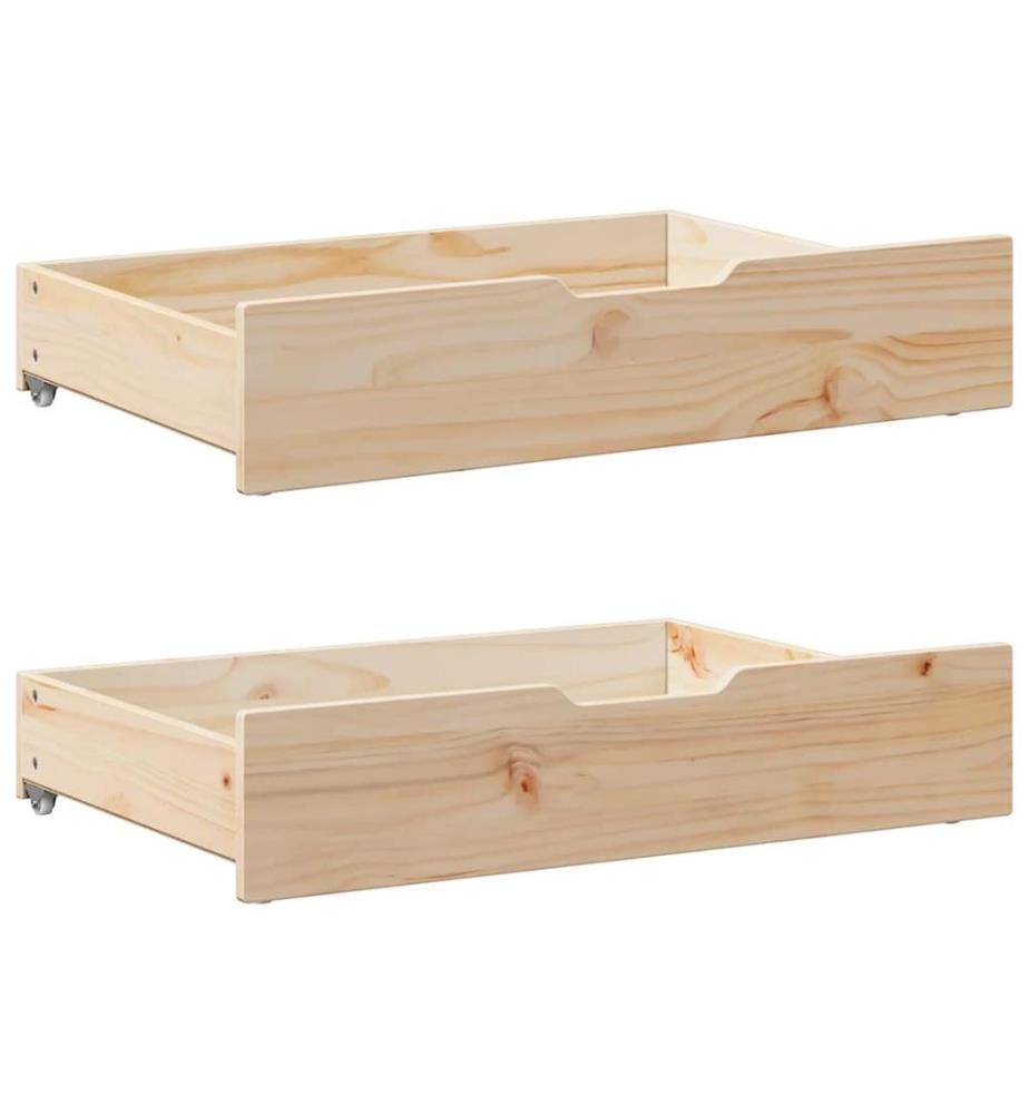 Tiroirs sous le lit avec roulettes 2 pcs 80x55x17 cm pin massif