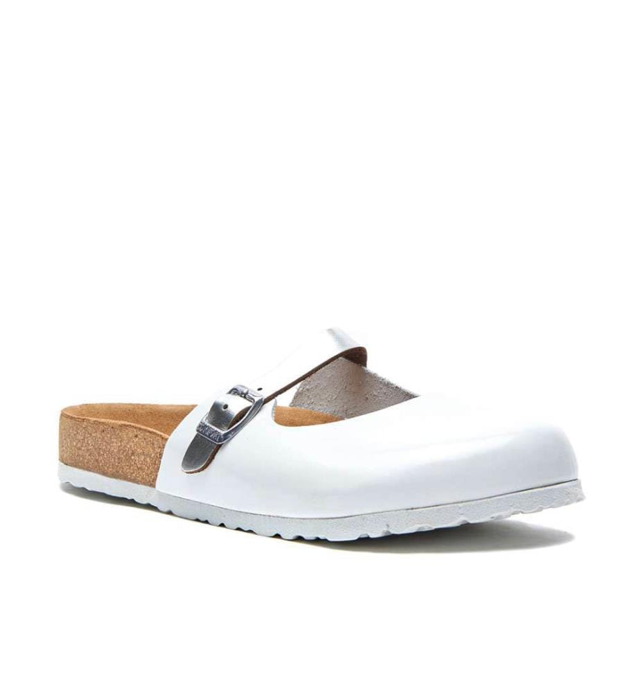 Sabots en cuir avec semelle anatomique en liège - White