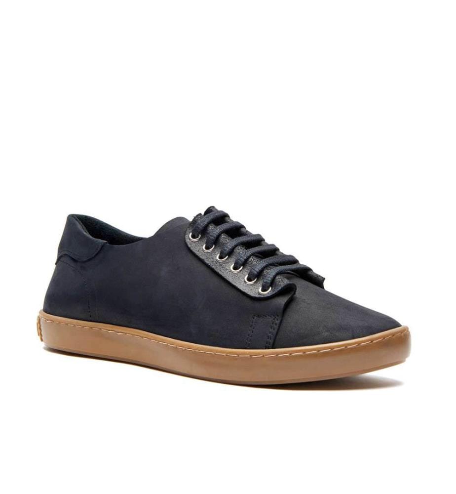 Baskets en cuir avec semelle anatomique en liège - Noir-Nubuck