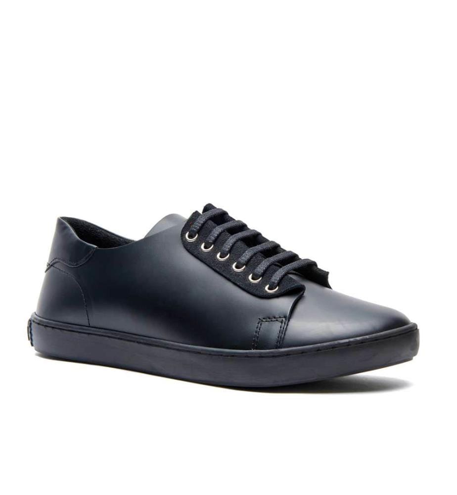 Baskets en cuir avec semelle anatomique en liège - Black-Nappa