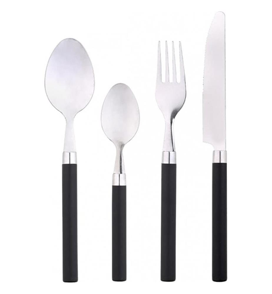 Lot de 24 Couverts Inox - Noir