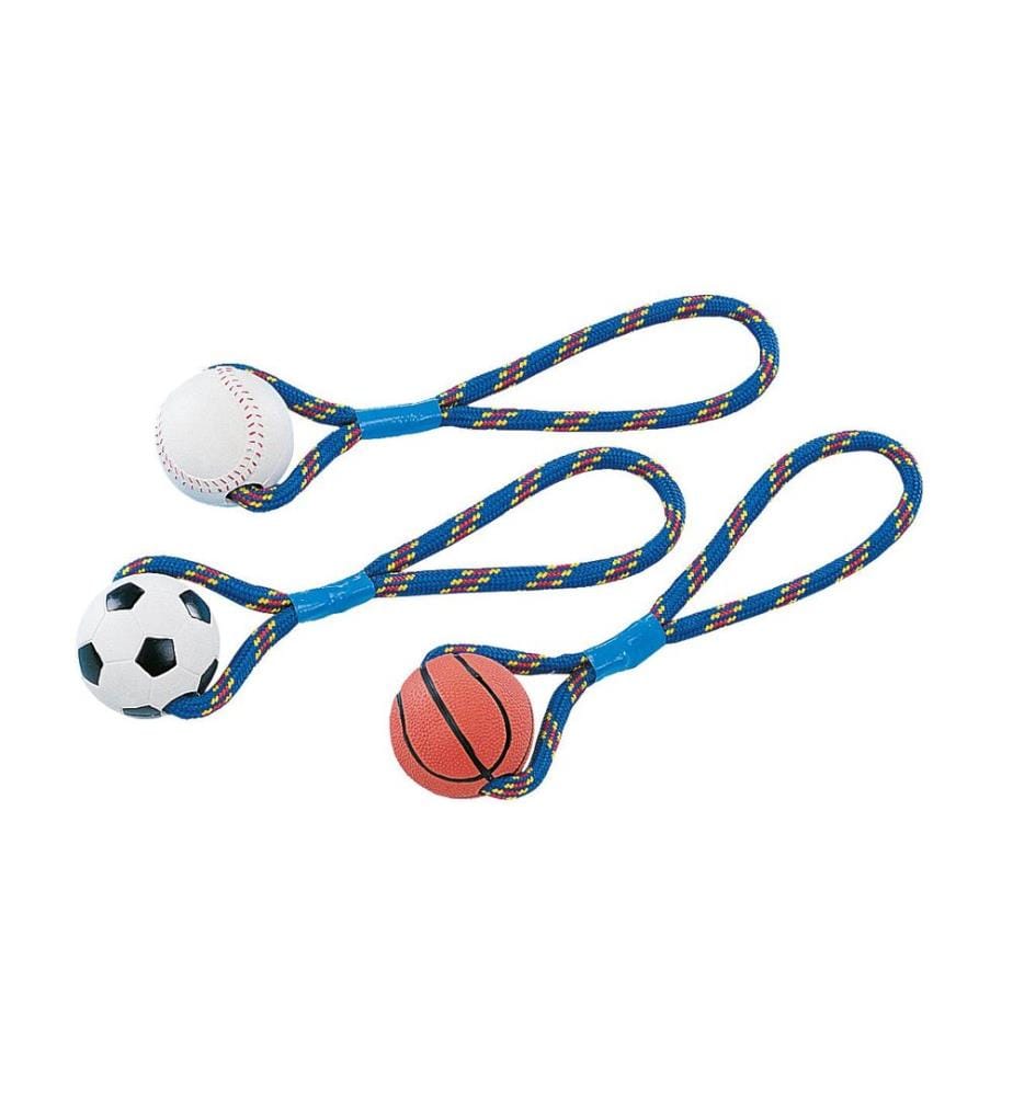 NOBBY - Balle en caoutchouc plein avec corde, 8 cm