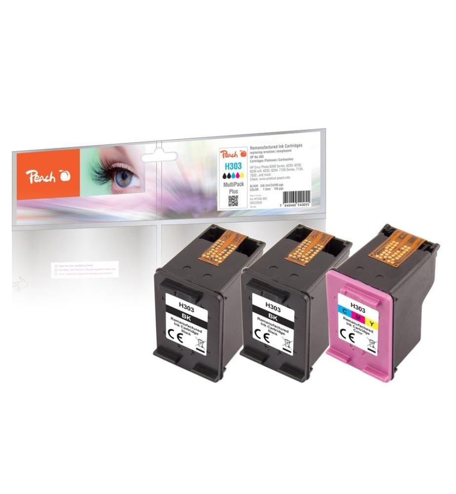 PEACH - Encre HP No. 303 Multi-Pack-Plus noir/Cyan/Magenta/Yellow