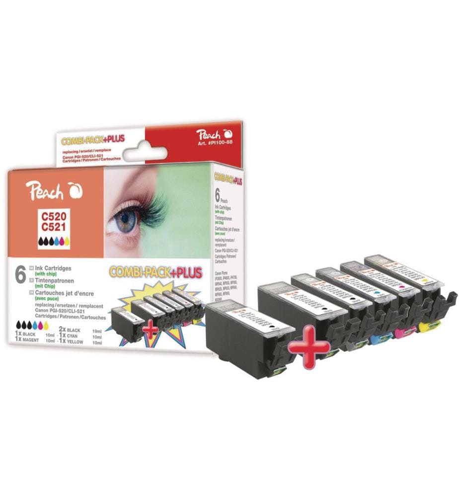 PEACH - Kits dencre Canon PGI-520XL / CLI-521XL C/M/Y/BK