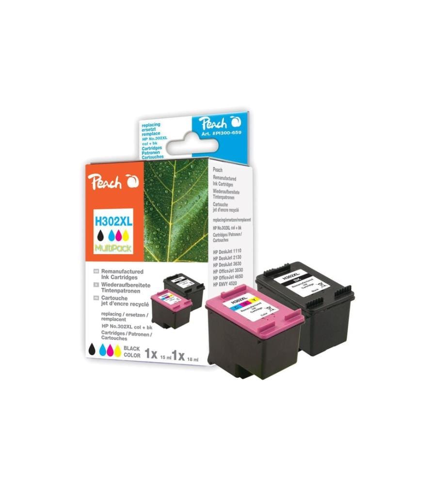 PEACH - Kits dencre HP Nr. 302XL (F6U68A/F6U67A)