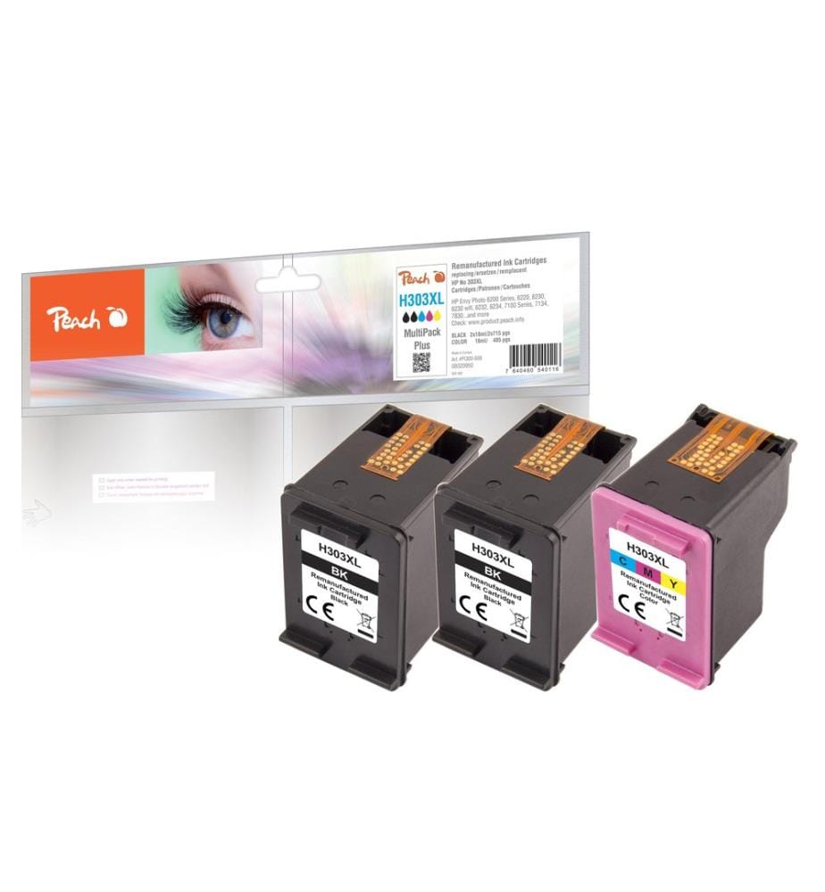 PEACH - Encre HP No. 303XL Multi-Pack-Plus 2x BK, 1x CMY