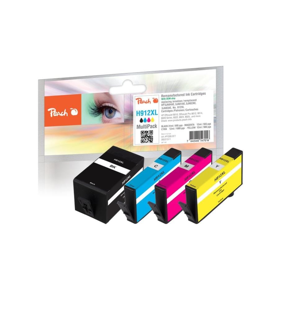PEACH - Encre HP No. 912XL Multi-Pack C, M, Y, BK