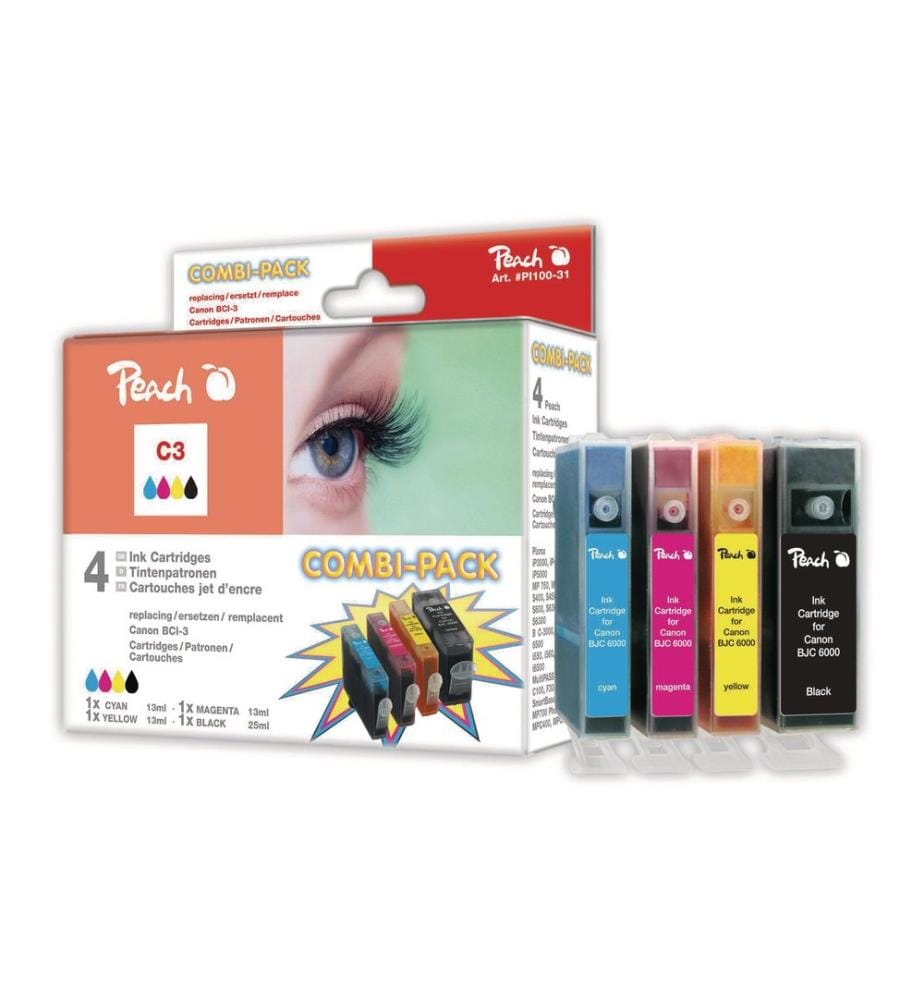PEACH - Kits dencre Canon BCI-3e C/M/Y/BK