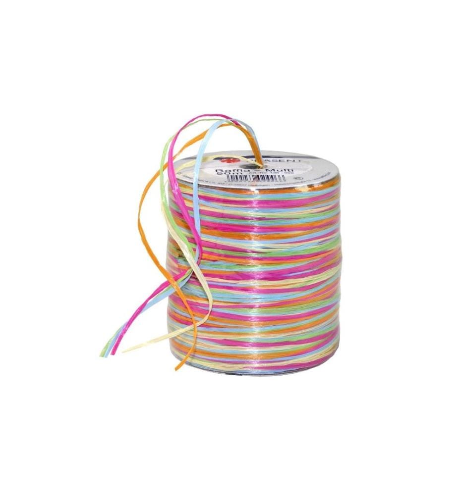 PATTBERG - Ruban cadeau Raffia Multi 50 m, Orange/Bleu/Vert/Rose