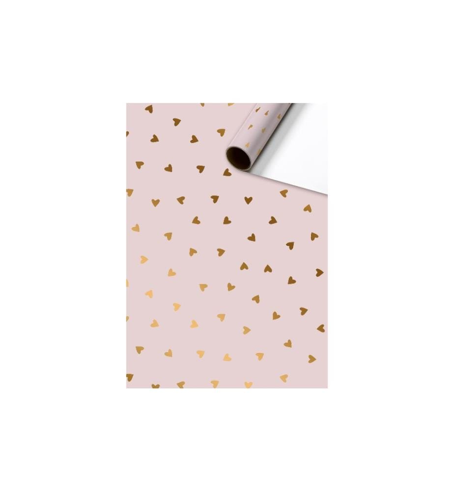 STEWO - Papier cadeau Naomi 70 cm x 1,5 m, Doré/Rose