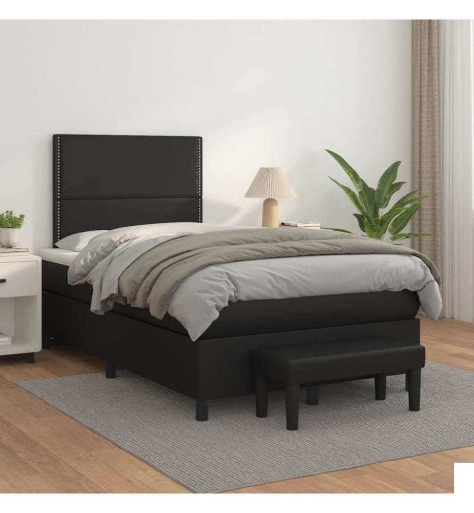 Sommier à lattes de lit matelas Noir 120x200 cm Similicuir