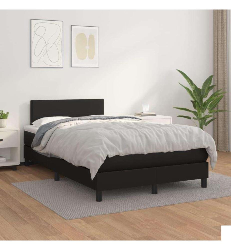 Sommier tapissier avec matelas Noir 120x200 cm Similicuir