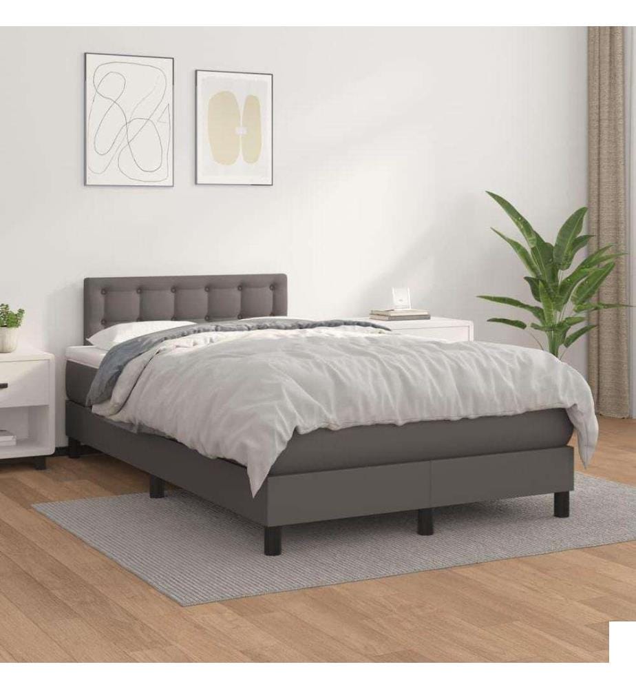 Lit à sommier tapissier avec matelas Gris 120x200 cm Similicuir