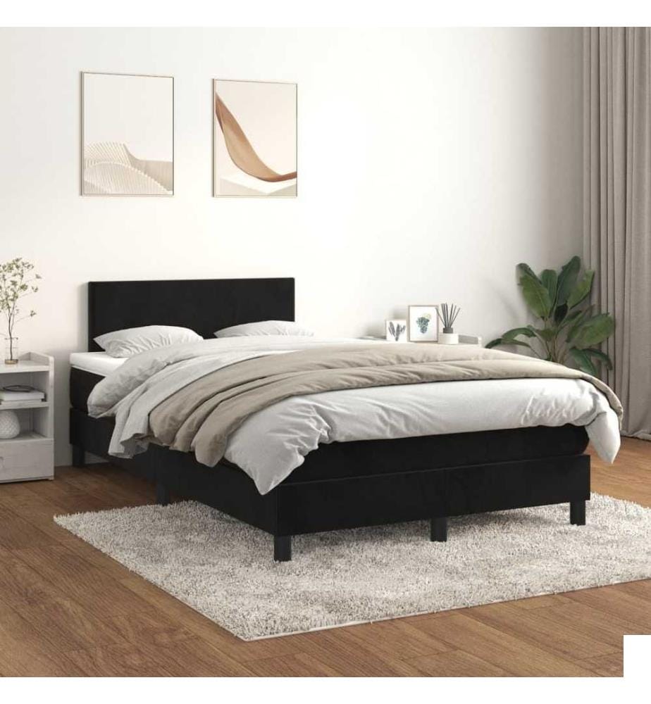 Sommier à lattes de lit avec matelas Noir 120x200 cm Velours