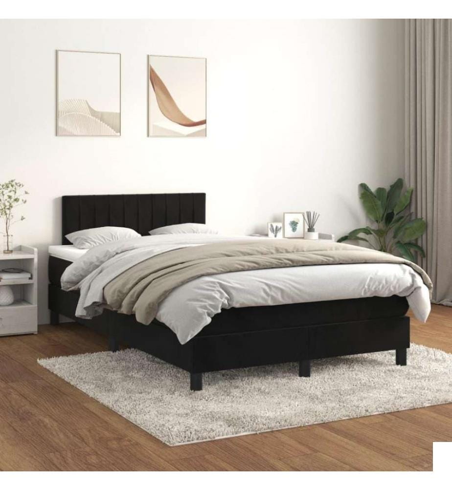 Lit à sommier tapissier avec matelas Noir 120x200 cm Velours
