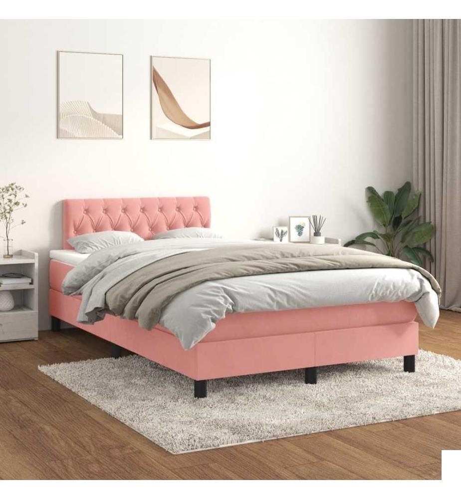 Lit à sommier tapissier avec matelas Rose 120x200 cm Velours