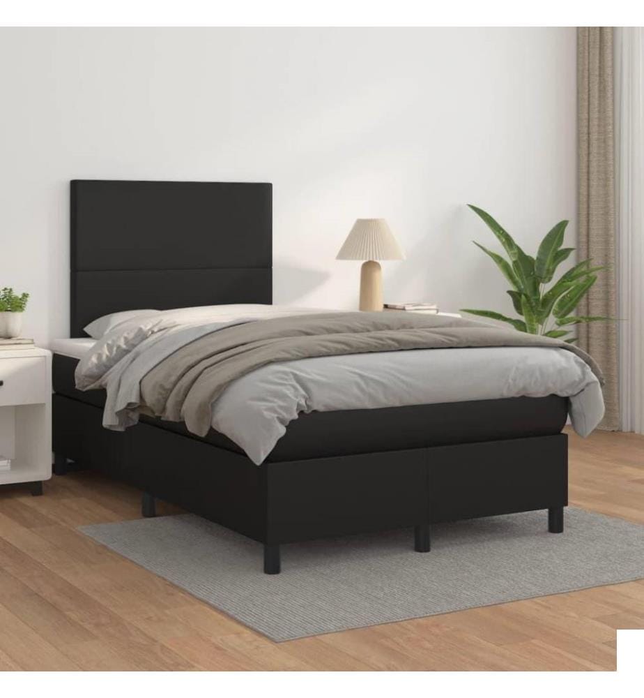 Sommier tapissier avec matelas Noir 120x200 cm Similicuir