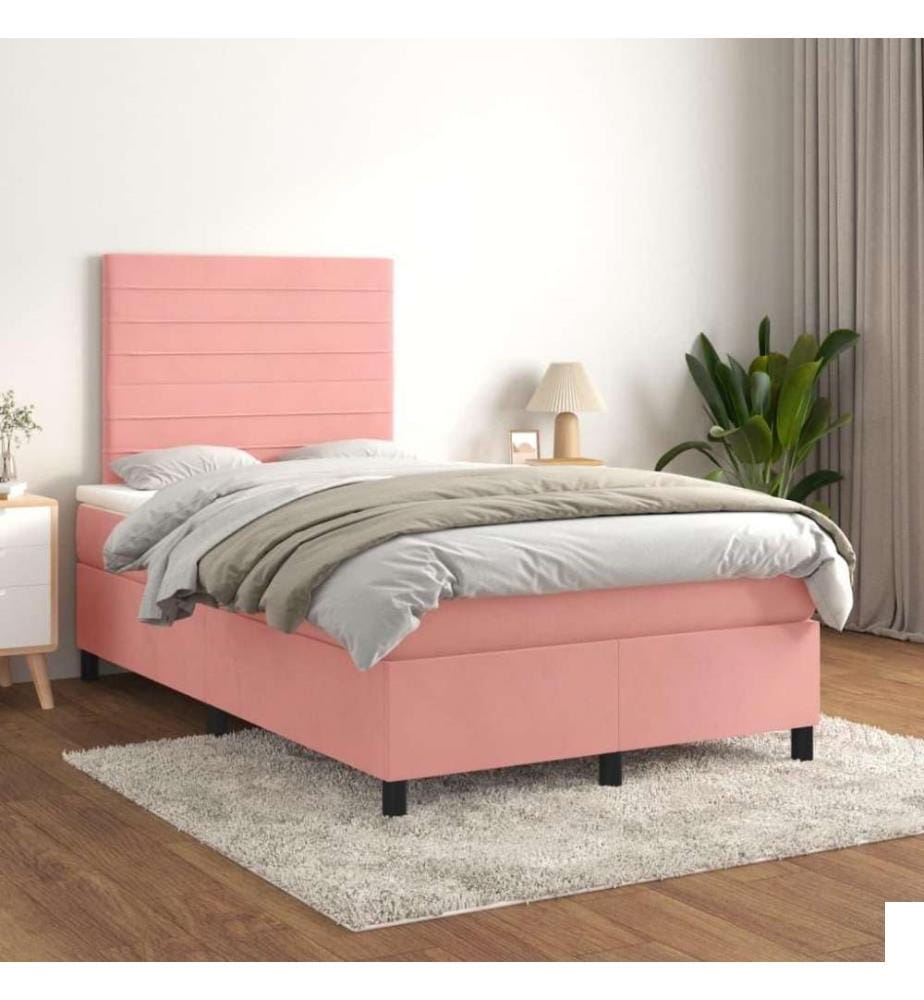 Lit à sommier tapissier avec matelas Rose 120x200 cm Velours