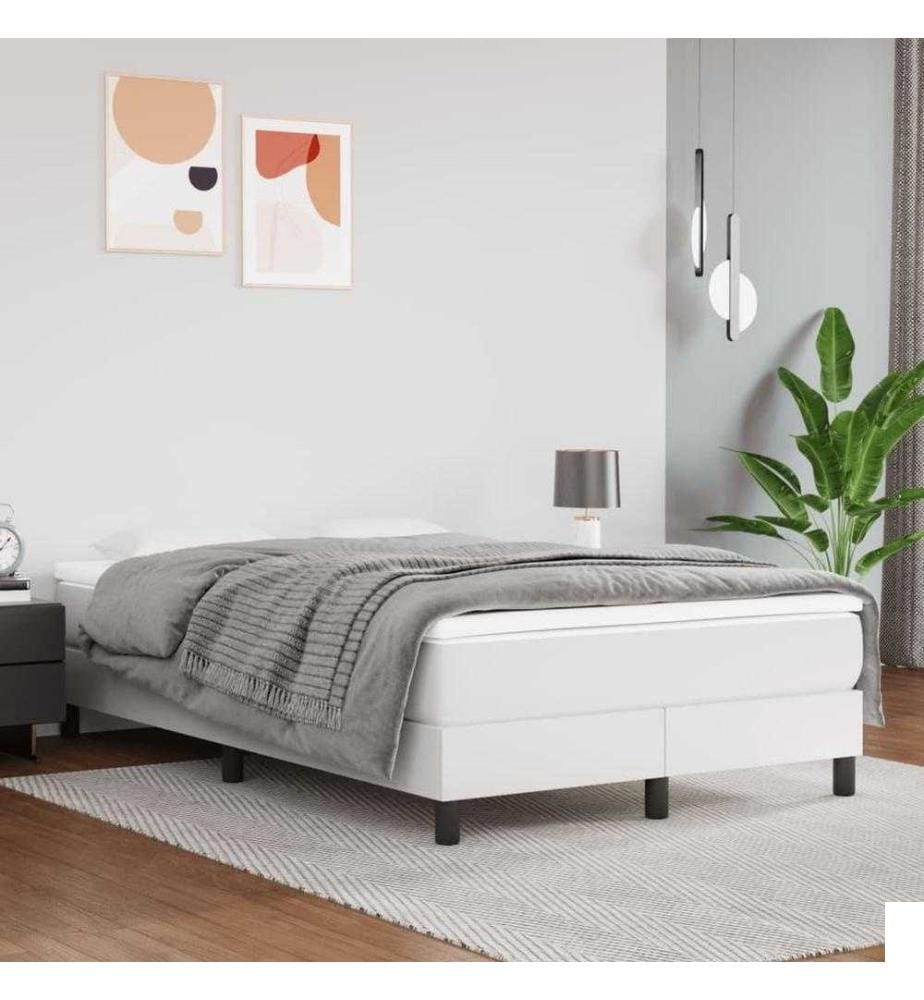 Lit à sommier tapissier avec matelas Blanc 120x200cm Similicuir