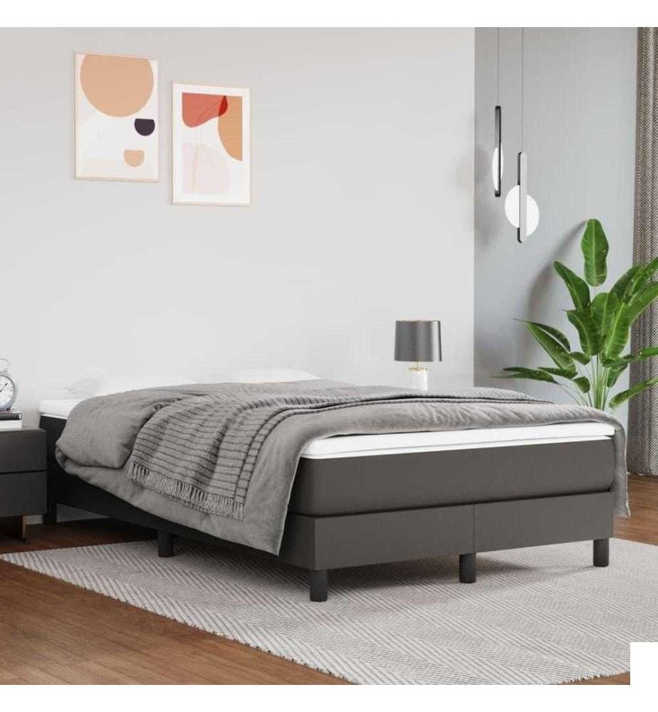 Lit à sommier tapissier avec matelas Gris 120x200 cm Similicuir