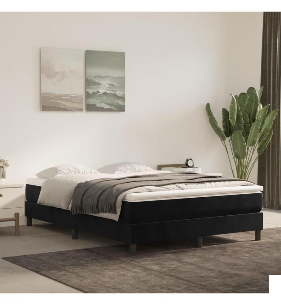 Lit à sommier tapissier avec matelas Noir 140x190 cm Velours