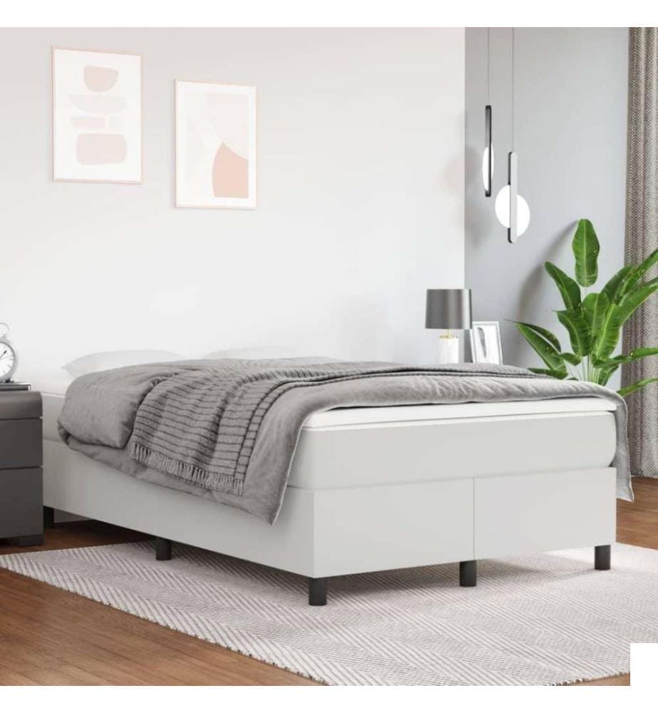 Lit à sommier tapissier avec matelas Blanc 120x200cm Similicuir