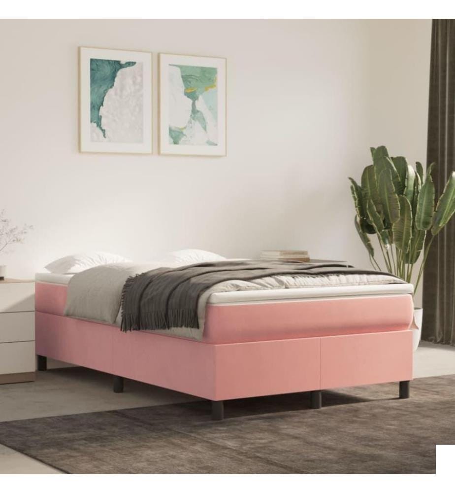 Lit à sommier tapissier avec matelas Rose 120x200 cm Velours
