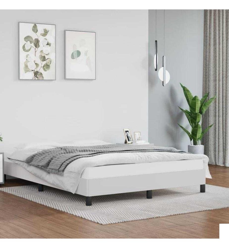 Cadre de lit Blanc 140x190 cm Similicuir