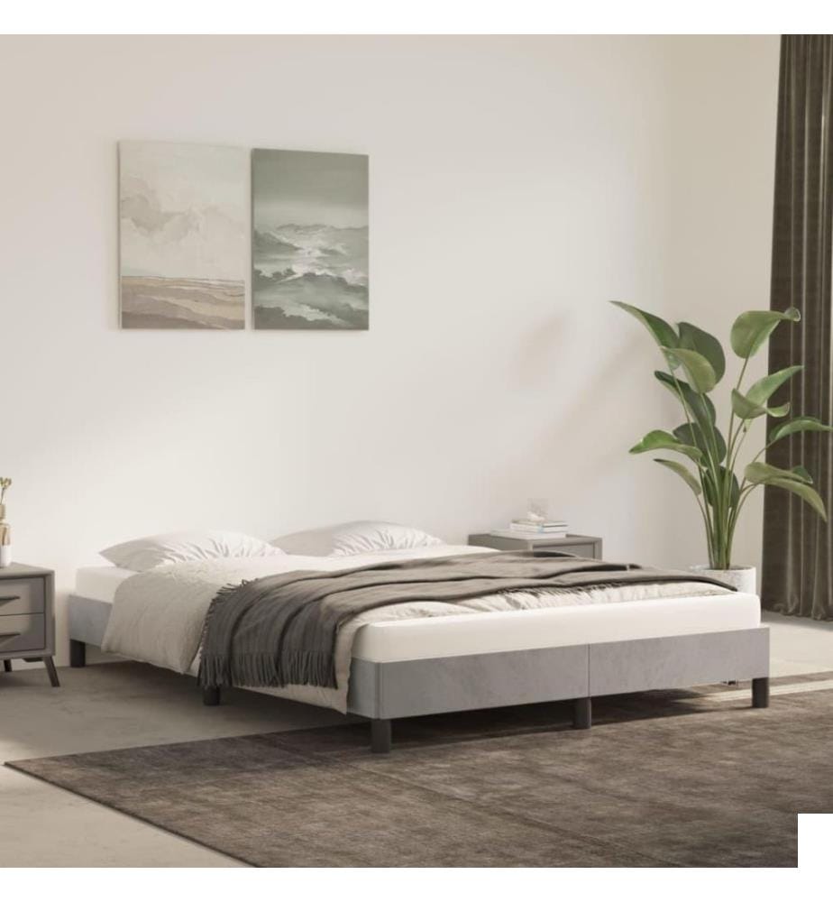 Cadre de lit Gris clair 140x190 cm Velours