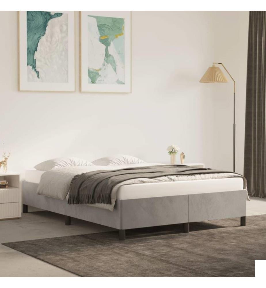 Cadre de lit Gris clair 140x190 cm Velours