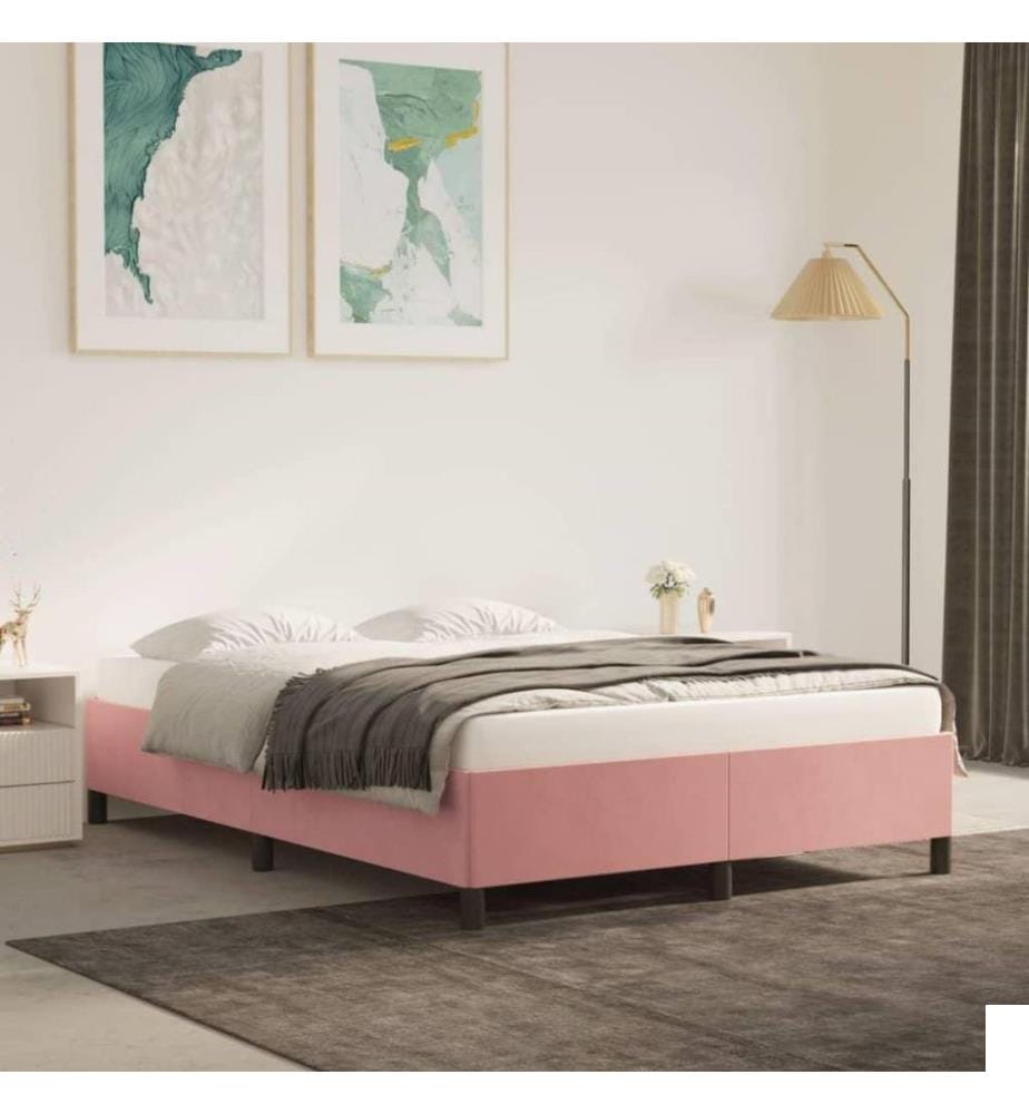 Cadre de lit Rose 140x200 cm Velours