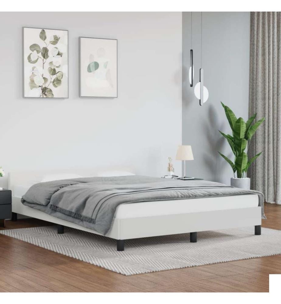 Cadre de lit avec tête de lit Blanc 140x190 cm Similicuir