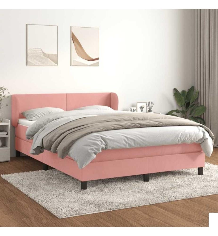 Lit à sommier tapissier avec matelas Rose 140x190 cm Velours