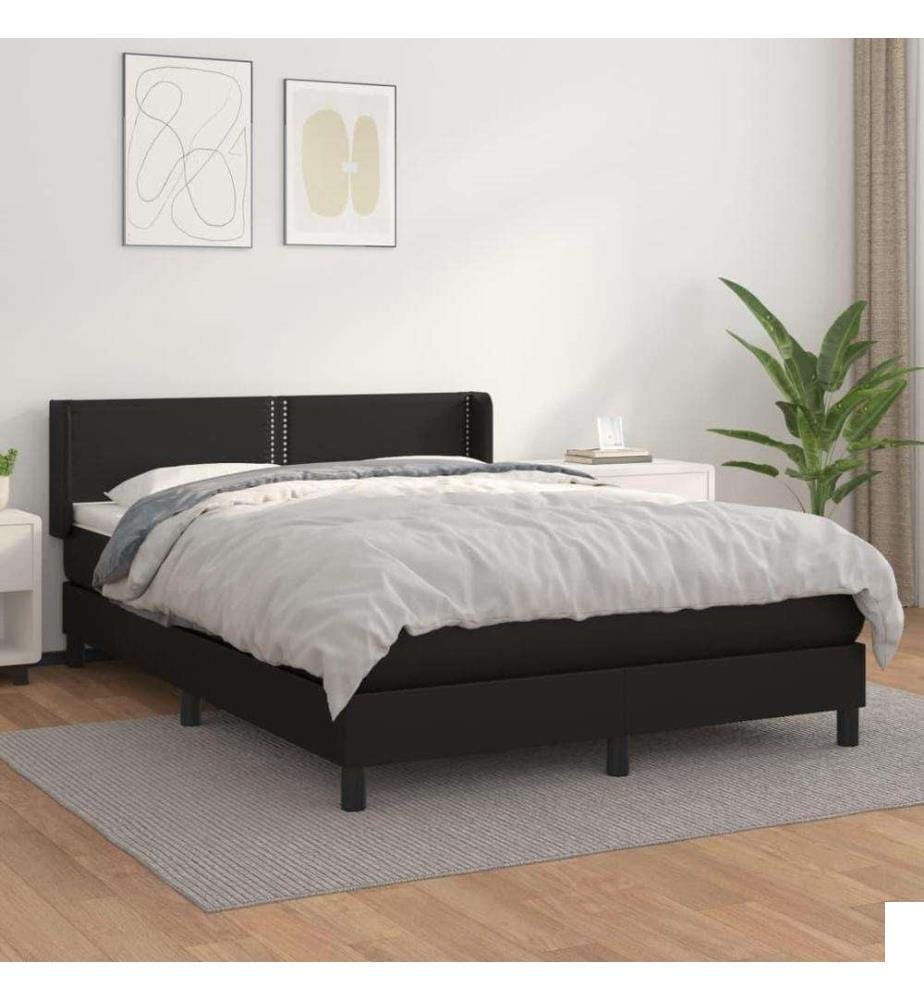 Lit à sommier tapissier avec matelas Noir 140x200 cm Similicuir