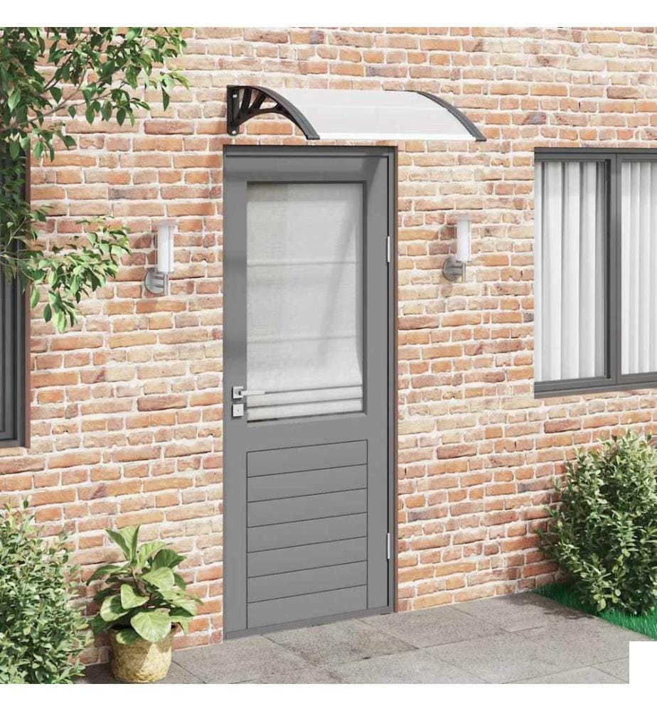 Auvent de porte Noir et transparent 200x75 cm PC