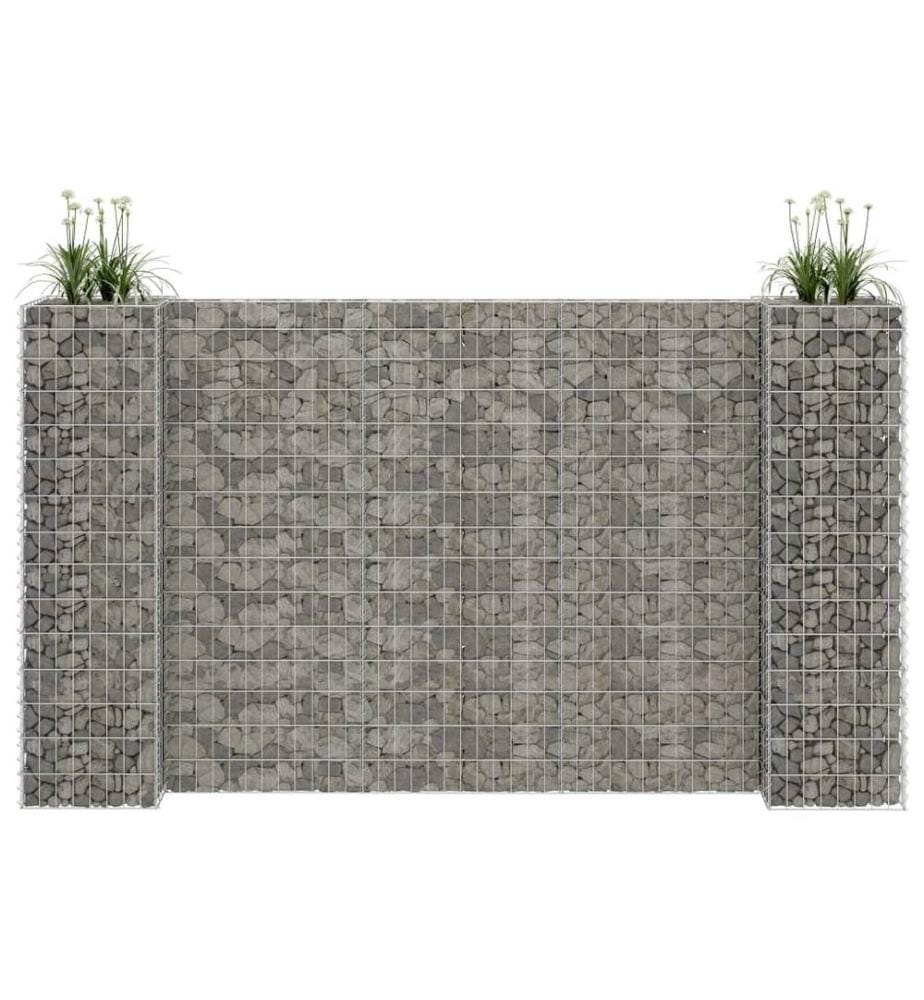 Jardinière à gabion en H Fil d'acier 260x40x150 cm
