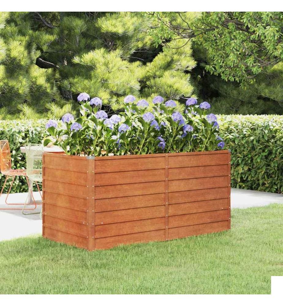 Lit surélevé de jardin rouillé 160x80x77 cm acier corten