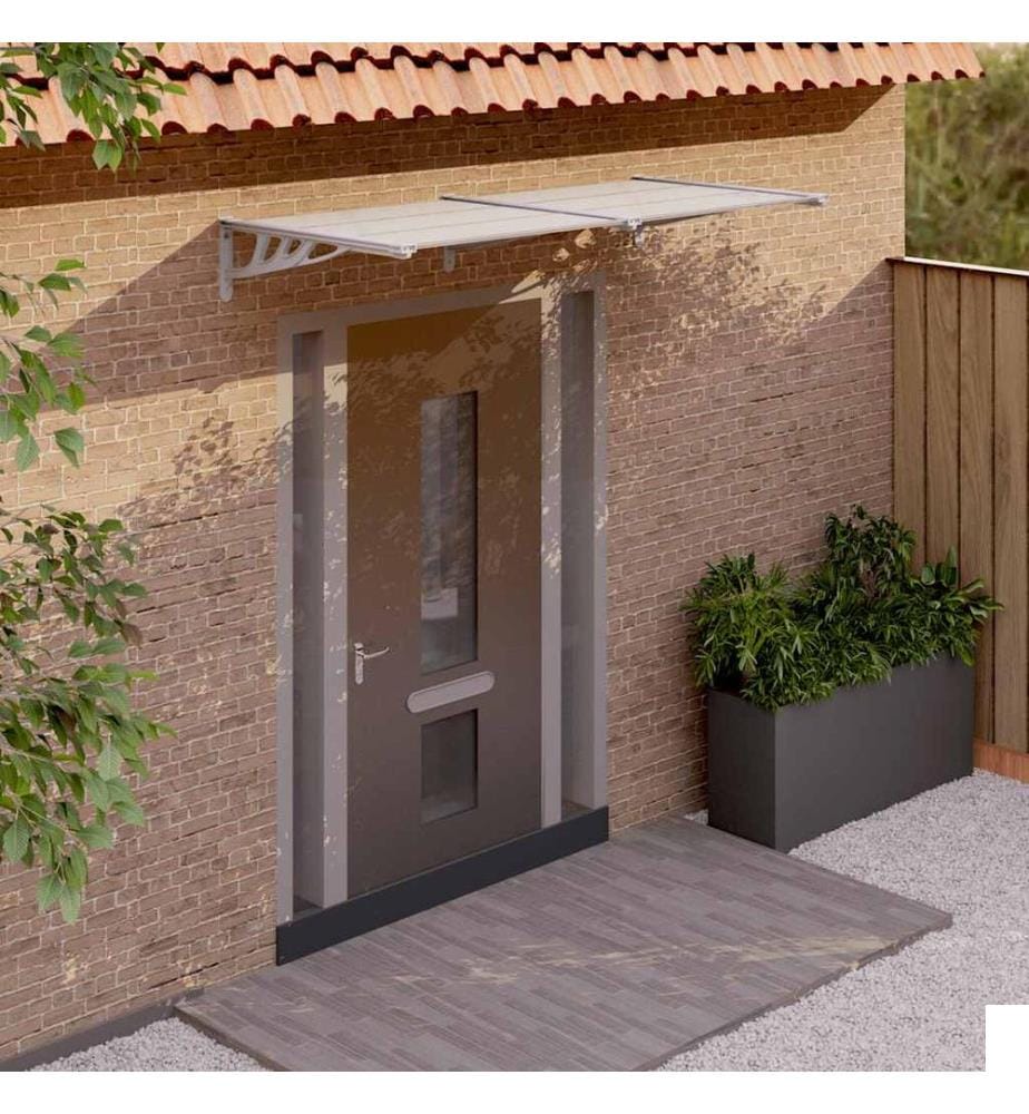 Auvent de porte Gris et transparent 199x90 cm Polycarbonate