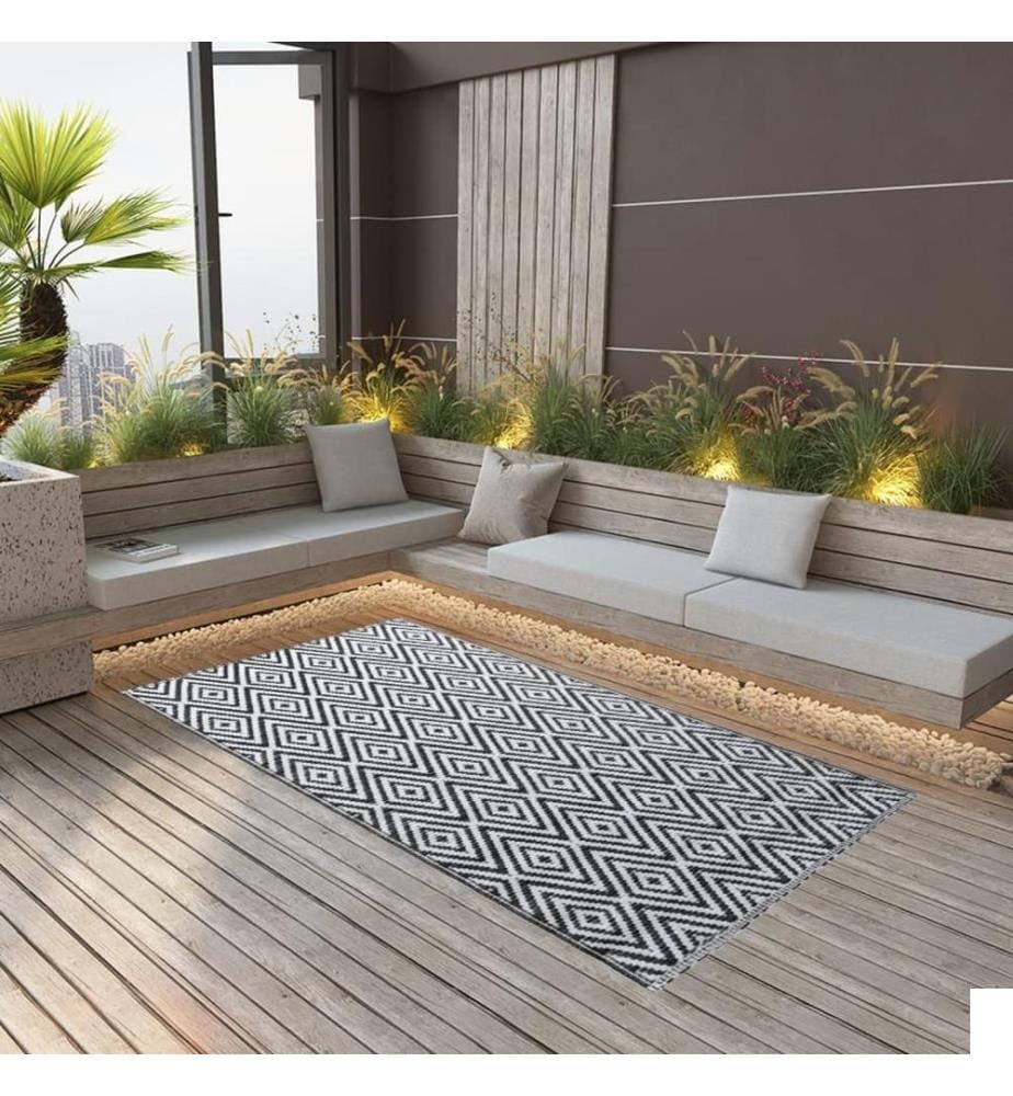 Tapis d'extérieur ARAKIL Blanc et noir 160x230 cm PP